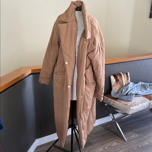 Blank NYC Tan Long Quilted Puffer Coat size large